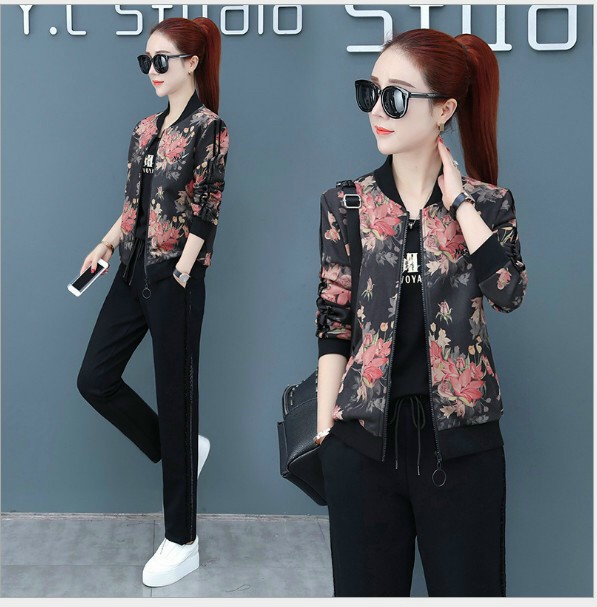 Set Bộ Dài Thể Thao Họa Tiết Hoa - BTN90